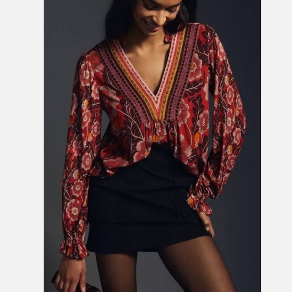 NWT New Anthropologie "BL-NK" Long-sleeved Boho top